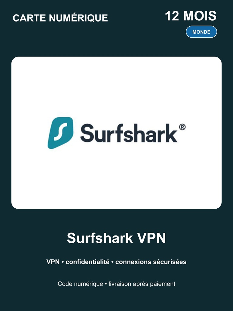 [EZPIN-GLB-SURFSHARK-VPN-12M] Surfshark VPN 12 mois
